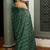 Women's green stripes print chiffon ready to wear saree | pre draped party wear saree