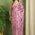 Women's wine floral print chiffon ready to wear saree | pre draped party wear saree