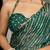 Women's green stripes print chiffon ready to wear saree | pre draped party wear saree