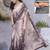 Women's pink geometric print chiffon ready to wear saree | pre draped party wear saree