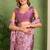 Women's wine floral print chiffon ready to wear saree | pre draped party wear saree