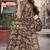 Women's brown floral print chiffon ready to wear saree | pre draped party wear saree