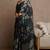 Women's blue floral print chiffon ready to wear saree | pre draped party wear saree