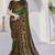 Women's brown floral print chiffon ready to wear saree | pre draped party wear saree