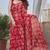 Women's red floral print chiffon ready to wear saree | pre draped party wear saree