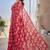 Women's red floral print chiffon ready to wear saree | pre draped party wear saree