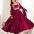 Women's Beautiful Solid Roman Chanderi Silk Fabric Flared Anarkali Pant Jacket and Dupatta Set