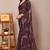 Women's brown geometric print chiffon ready to wear saree | pre draped party wear saree