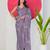 Women's purple geometric print chiffon ready to wear saree | pre draped party wear saree