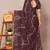 Women's brown geometric print chiffon ready to wear saree | pre draped party wear saree