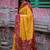 Women's mustard floral print chiffon ready to wear saree | pre draped party wear saree