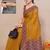 Women's mustard solid chiffon ready to wear saree | pre draped party wear saree