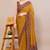 Women's mustard solid chiffon ready to wear saree | pre draped party wear saree