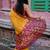 Women's mustard floral print chiffon ready to wear saree | pre draped party wear saree