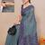 Women's teal solid chiffon ready to wear saree | pre draped party wear saree