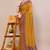 Women's mustard solid chiffon ready to wear saree | pre draped party wear saree