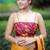 Women's mustard floral print chiffon ready to wear saree | pre draped party wear saree