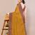 Women's mustard solid chiffon ready to wear saree | pre draped party wear saree