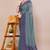 Women's teal solid chiffon ready to wear saree | pre draped party wear saree