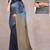 Women's blue floral print black chiffon ready to wear saree | pre draped party wear saree