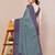 Women's teal solid chiffon ready to wear saree | pre draped party wear saree