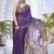 Women's purple floral print chiffon ready to wear saree | pre draped party wear saree