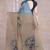 Women's blue floral print black chiffon ready to wear saree | pre draped party wear saree