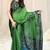 Women's green solid / kalmkari  chiffon ready to wear saree | pre draped party wear saree