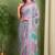 Women's lavender floral print chiffon ready to wear saree | pre draped party wear saree