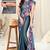 Women's blue soild/leaf  chiffon ready to wear saree | pre draped party wear saree