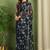 Women's black floral print chiffon ready to wear saree | pre draped party wear saree