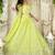 Lime Green Faux Georgette Mirror Work Readymade Lehenga Choli
