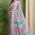 Women's lavender floral print chiffon ready to wear saree | pre draped party wear saree