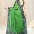 Women's green solid / kalmkari  chiffon ready to wear saree | pre draped party wear saree