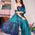 Women's blue floral print chiffon ready to wear saree | pre draped party wear saree