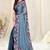 Women's blue soild/leaf  chiffon ready to wear saree | pre draped party wear saree