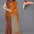 Women's orange ombre black chiffon ready to wear saree | pre draped party wear saree