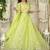 Lime Green Faux Georgette Mirror Work Readymade Lehenga Choli