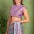 Women's lavender floral print chiffon ready to wear saree | pre draped party wear saree