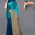 Women's teal ombre black chiffon ready to wear saree | pre draped party wear saree