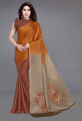 Women's orange ombre black chiffon ready to wear saree | pre draped party wear saree 1