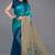 Women's teal ombre black chiffon ready to wear saree | pre draped party wear saree