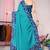 Women's blue floral print chiffon ready to wear saree | pre draped party wear saree