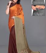 Women's orange ombre black chiffon ready to wear saree | pre draped party wear saree