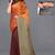 Women's orange ombre black chiffon ready to wear saree | pre draped party wear saree