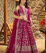 Rani Pink Dola Silk Jacquard Readymade Lehenga Choli Set with Net Dupatta