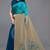 Women's teal ombre black chiffon ready to wear saree | pre draped party wear saree