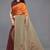 Women's orange ombre black chiffon ready to wear saree | pre draped party wear saree