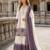 White & purple georgette readymade suit with embroidery thread work