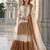 White & brown georgette readymade suit with embroidery thread work